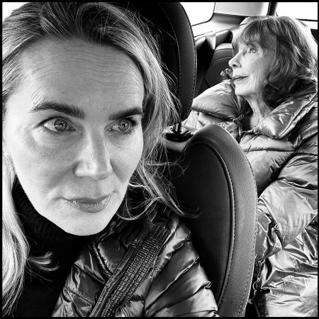 Joan and I driving to her doctor appointment